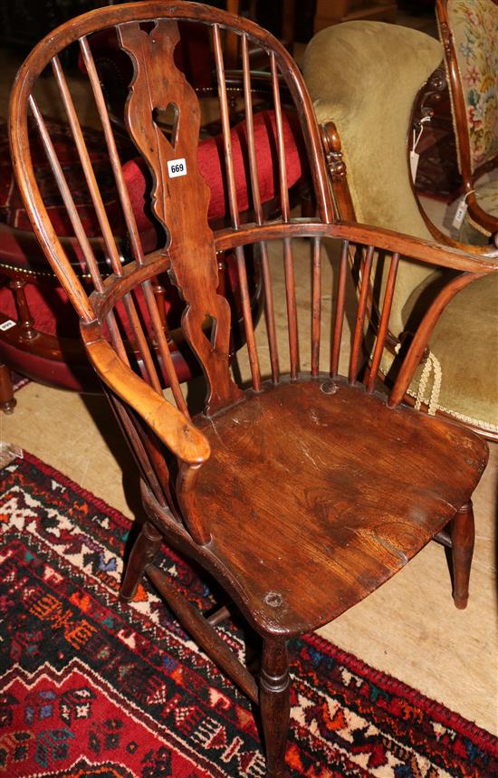 Yew and elm Windsor chair with H stretcher